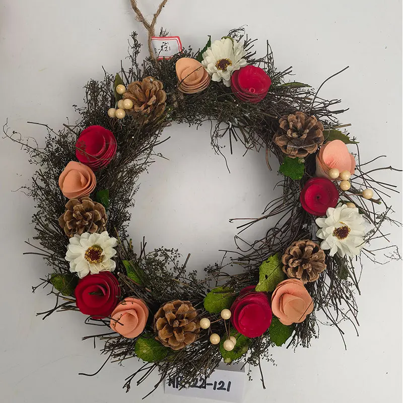 Top Quality Diy Home Decoration Wreath Christmas Wreath Rattan Wood Flower Garland For Decoration