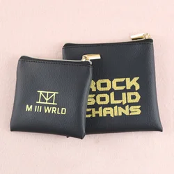 Custom cheap faux synthetic pu leather bags pouch for cosmetic jewelry packaging with zipper close