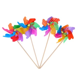 Ultra Low Price Rainbow Plastic Windmill Wooden Garden Ornament Pinwheel