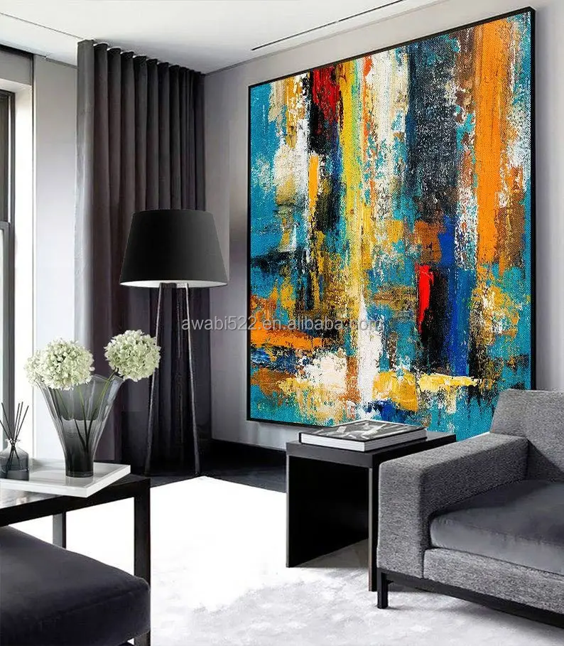 Custom 100% Hand Paint Oil Painting Wall Arts Handmade Abstract Oil Painting For Hotel Office Decor