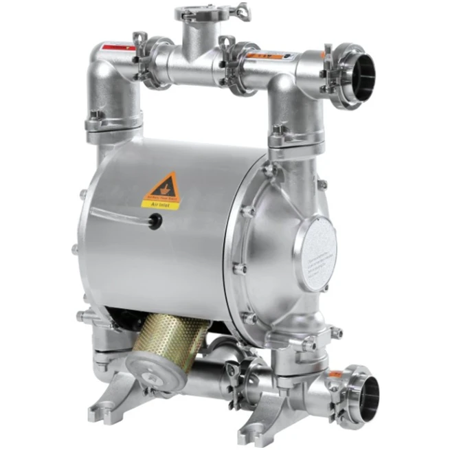 Factory  price Sanitary Stainless Steel 304 SS316L Air Operated Pneumatic Double Diaphragm Pump for beverage pharmaceutical