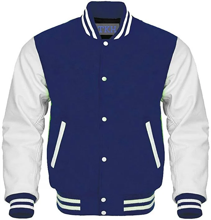 letterman Jacket With Leather Sleeve Sports Baseball Jacket Men Letterman Jacket