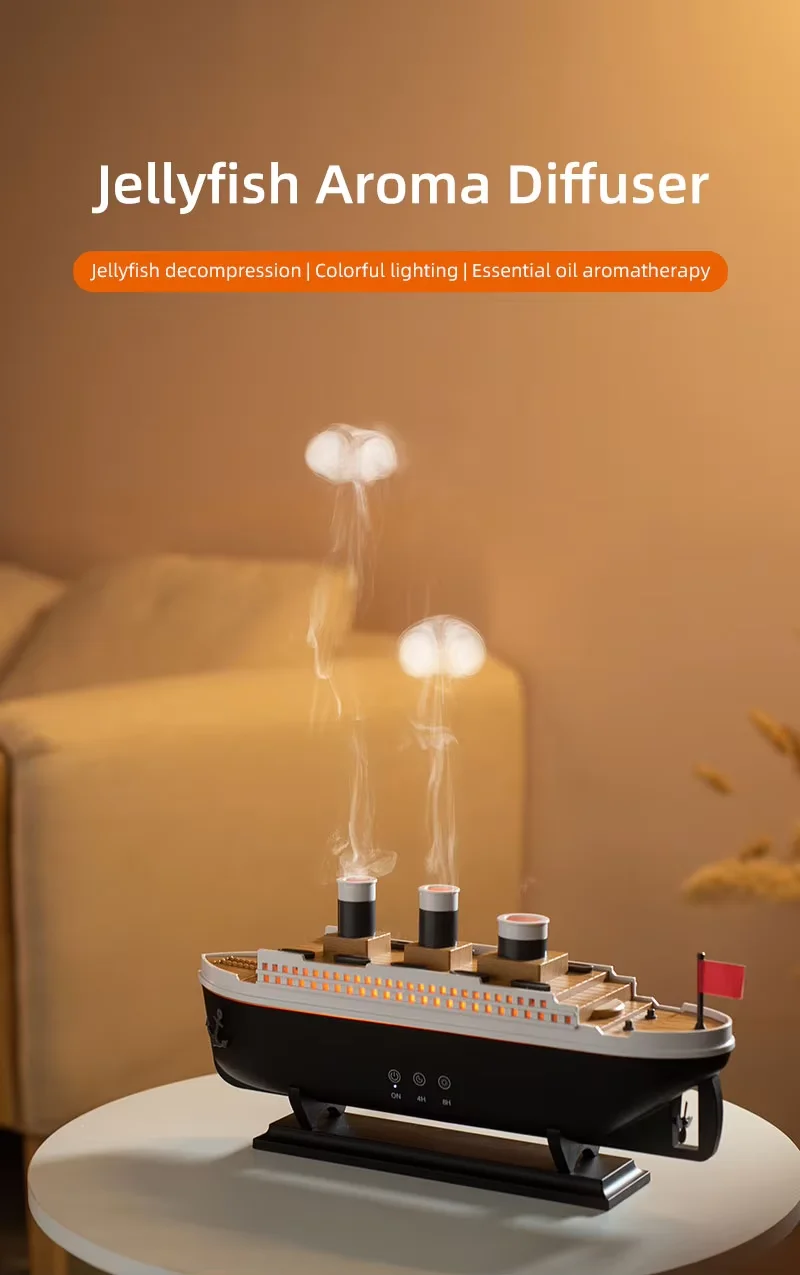 250ml Ultrasonic  Dynamic Jellyfish Aroma Diffuser Aromatherapy Air Humidifiers LED Night Light Humidifier Diffuser With Remote