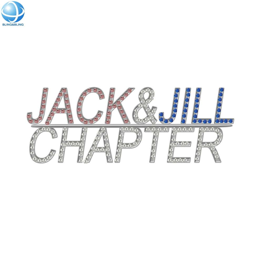 Custom Different Chapter Jack And Jill Of America JJOA Brooch Pink Blue Crystal Pearl Inlaid Metal Lapel Pin Social Jewelry Gift