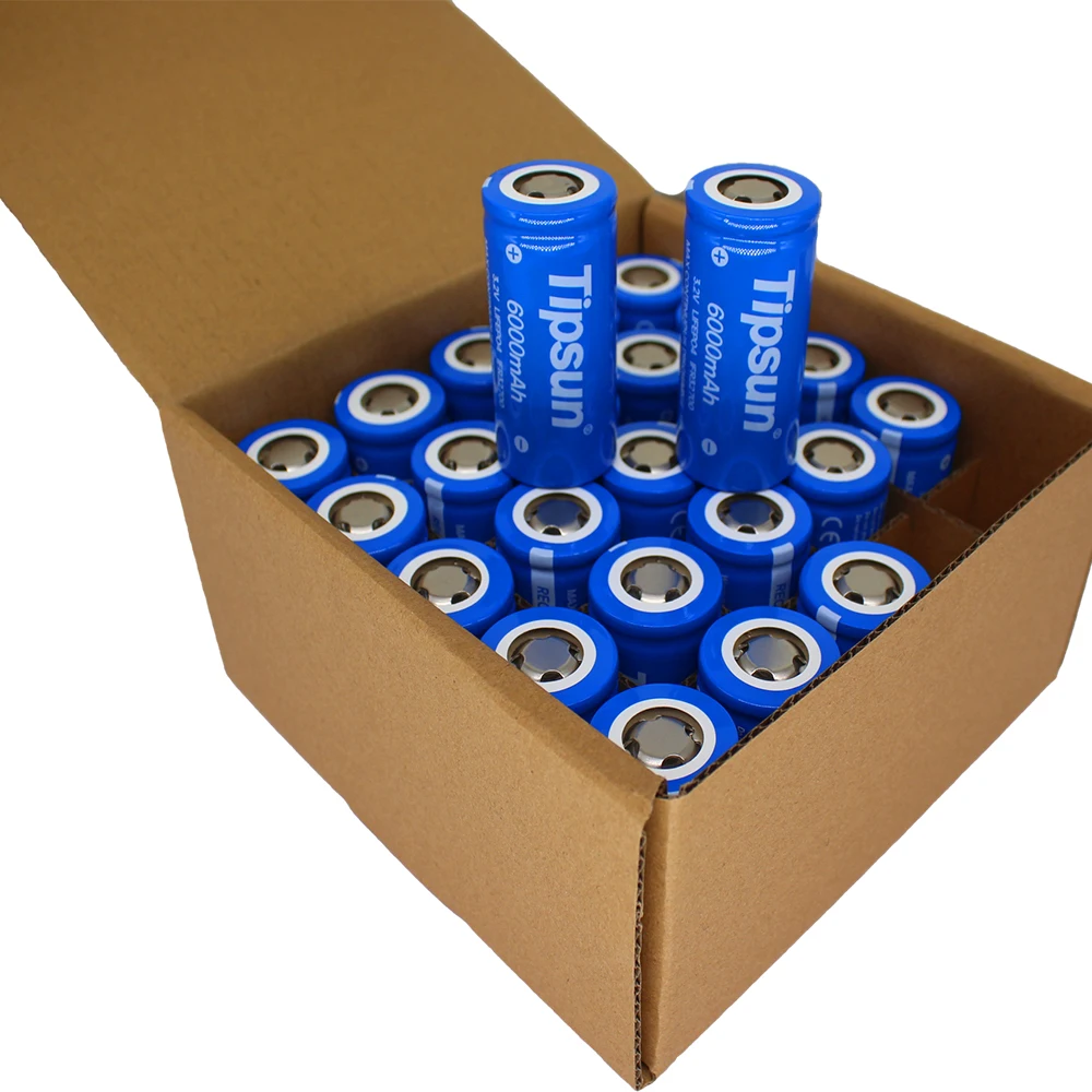 Tipsun 32650 lifepo4 battery 3.2v 6000mah bateria litio recargable for uv flashlight