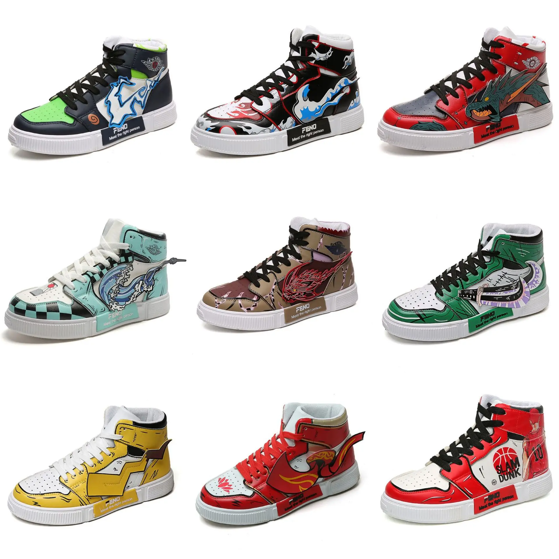Akatsuki Demon Slayer ONE PIECE Men Shoes Cosplay Hot Fashion Streetwear Men Anime Shoes Hip Hop Couple Trend High Top