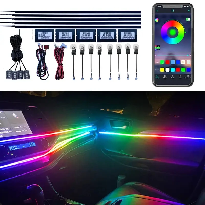 Onelight hot selling RGB 64 colors ambient light color changing strip car light auto parts