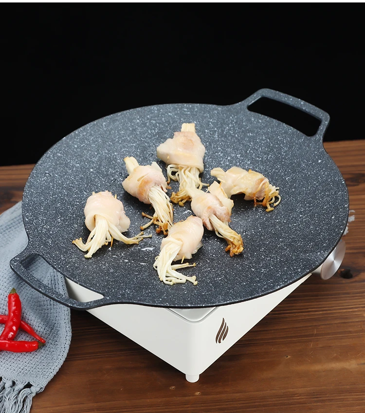 Korean Round Grill Pan Barbecue Pan Pork Belly Non-stick Cooker Maifan Stone Induction Cooker Gas Barbecue Tray