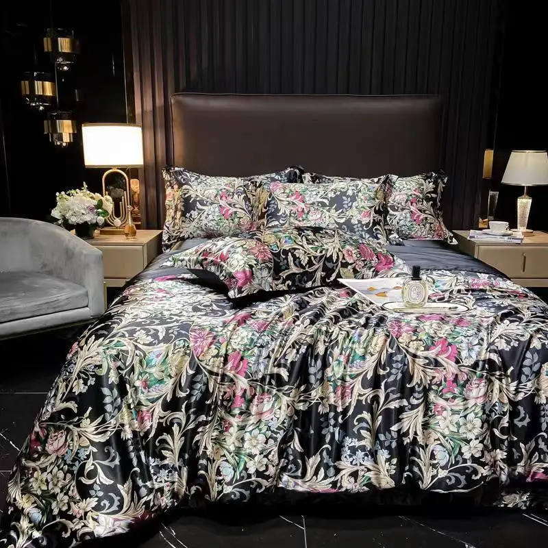 Luxury French Silk Cotton Linen Bedding  Washed Duvet Cover Set  Bedding Set with pillowcase