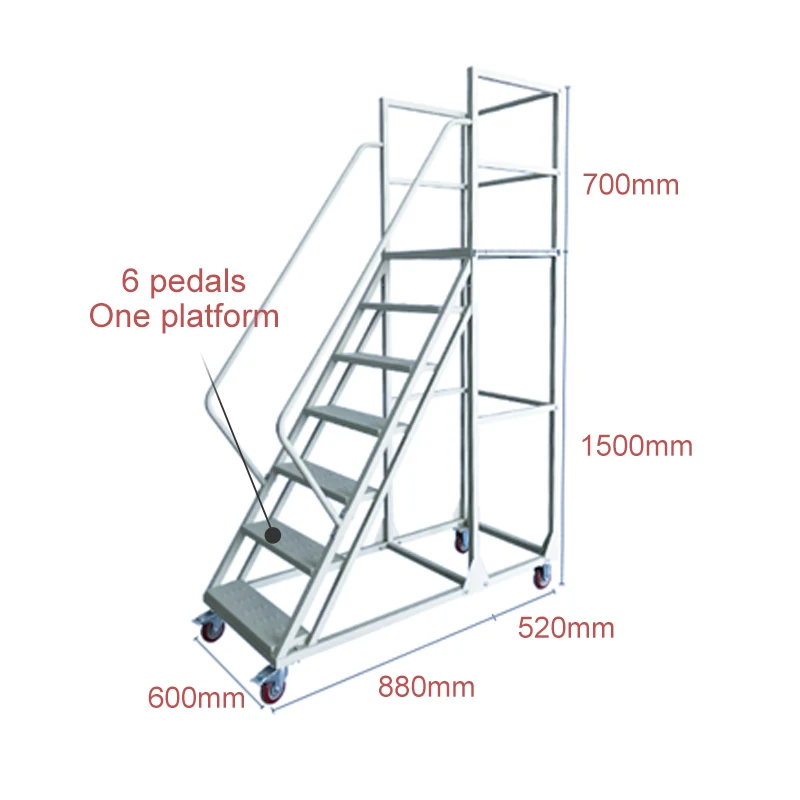 Best Selling Warehouse Aluminum Rolling Step Ladders