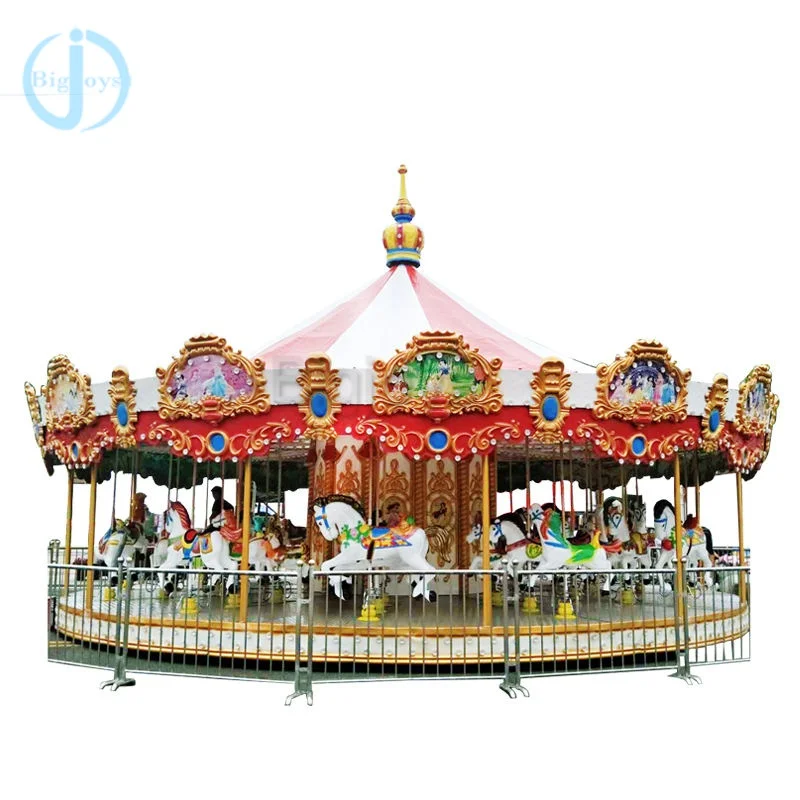 Theme Parks Luxury 24 Seats Carousel Amusement Park Attraction Funfair Rides Merry Go Around Manege Horse Carousel For Sale