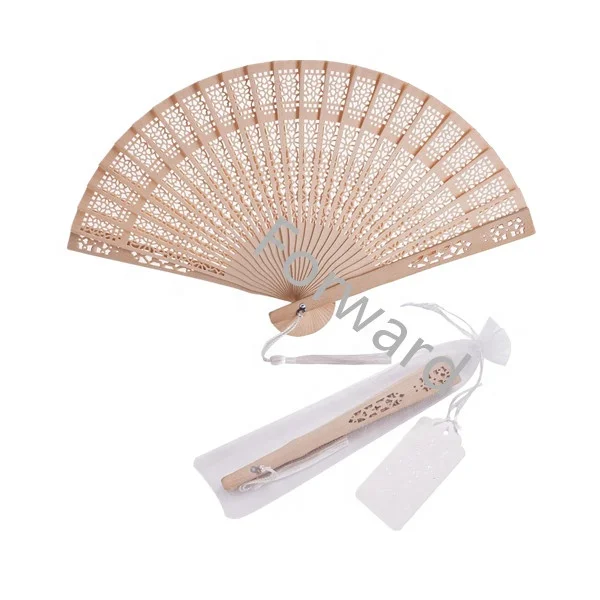 Складной Свадебный 12 дюймов деревянный веер для вечеринки с мешками из органзы и биркой спасибо