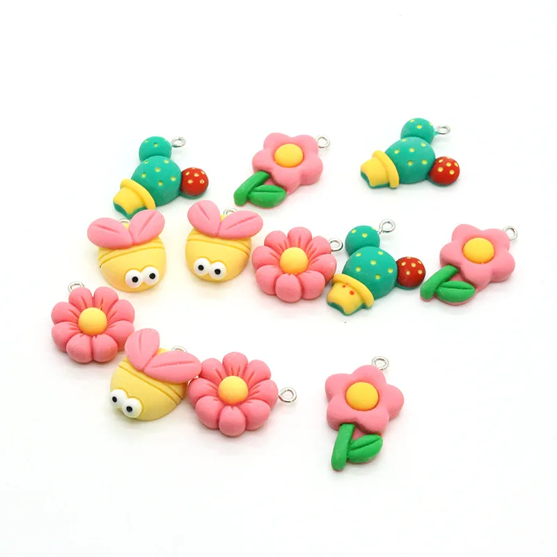 Flower Rabbit Penguin Resin Drop Oil Jewelry Pendant Diy Necklace Bracelet Key Chain Dress Bag Charm