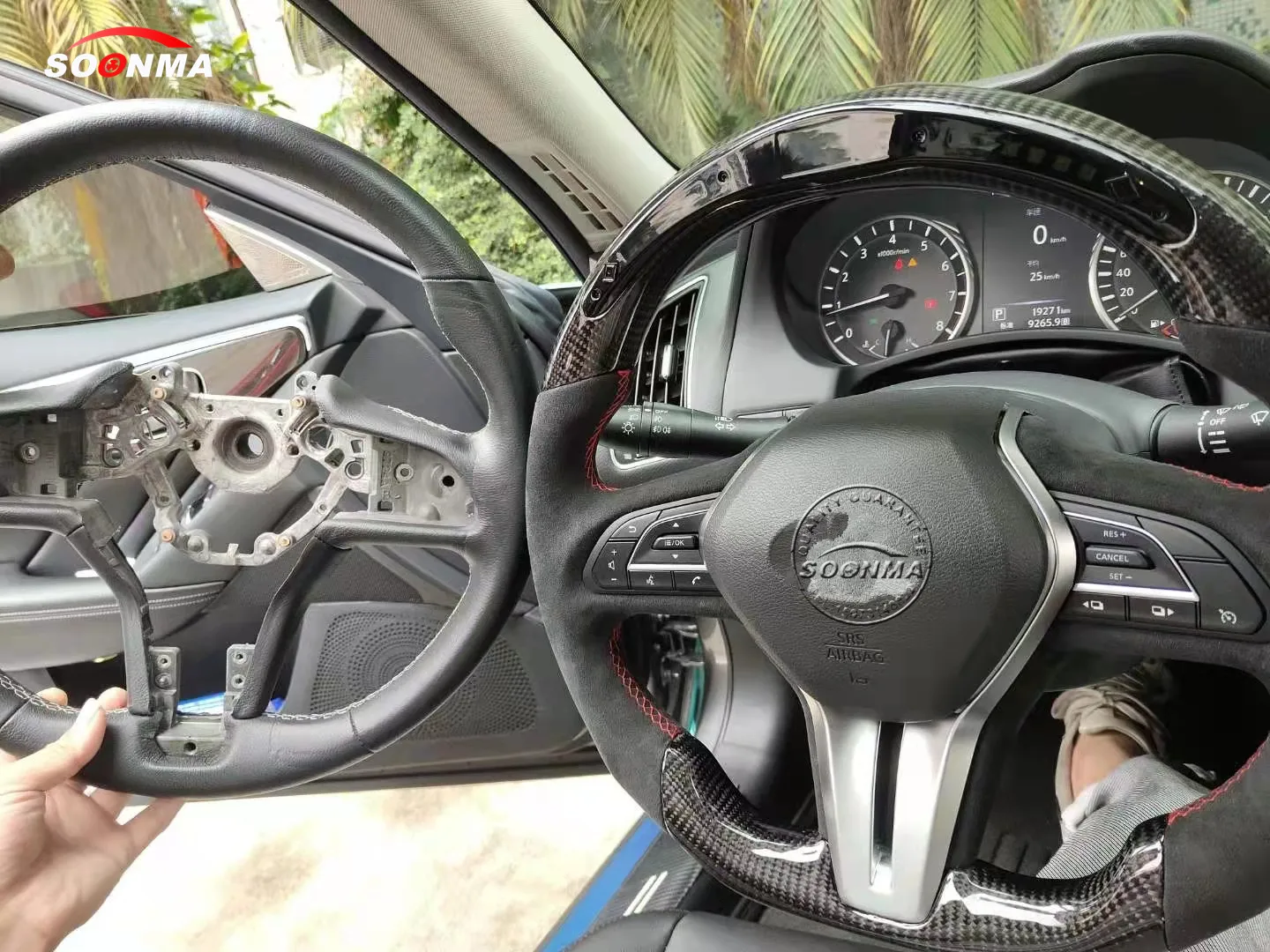 Custom Alcantar Led Carbon Fiber Steering Wheel For Infiniti Q30 Qx30 Q50 Q50l Q60racing Wheel Convertible