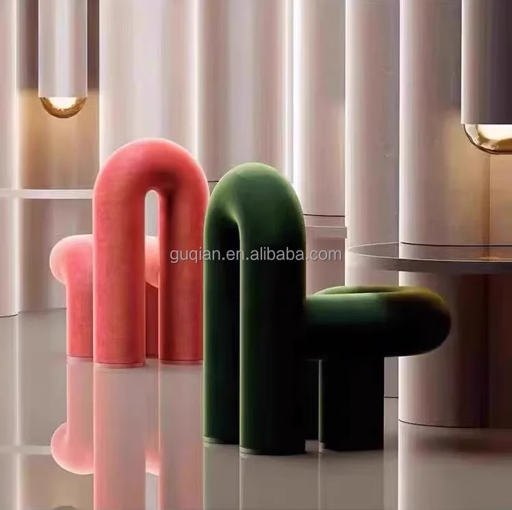 Light Luxury Curved fibreglass water pipe Leisure Chair Personality Dining Chair Makeup Chair Furniture