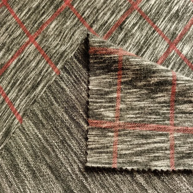 Jersey yarn dyed stripe soft hand feeling polyester rayon knitting printed viscose fabric