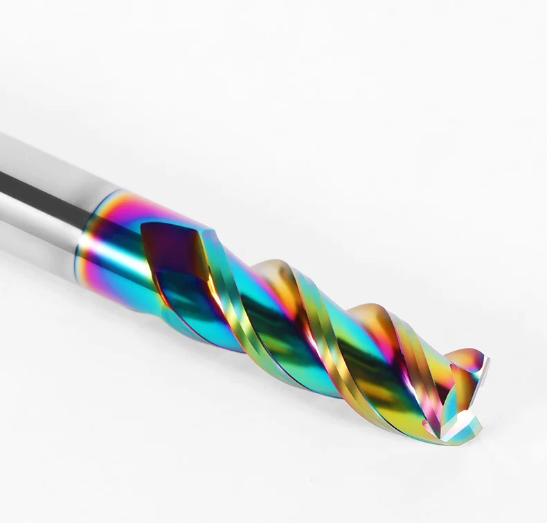 JR 1mm-8mm Carbide Colorful Coating End Mill 3 Flute High Polished Milling Cutter for Aluminum