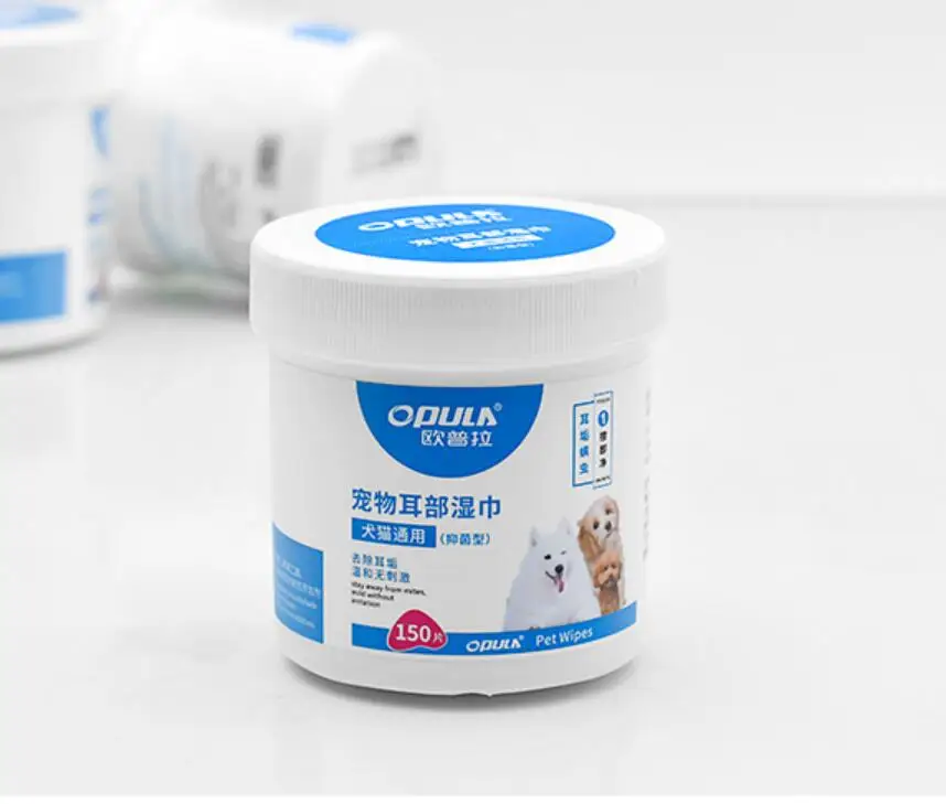 Opula Pet Cleaning Pad for Cat and Dog Caring Custom Alcohol-free Deodorizing Pet Cleaning Grooming Wiper Pet Ear Eye Cloth Free