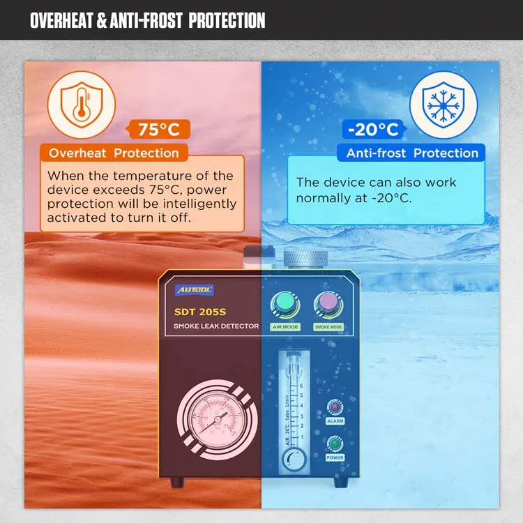 2024 Manufacturer Low price AUTOOL SDT205S 12V Car Diagnostic Smoke Machine Product for automotive including Evap system