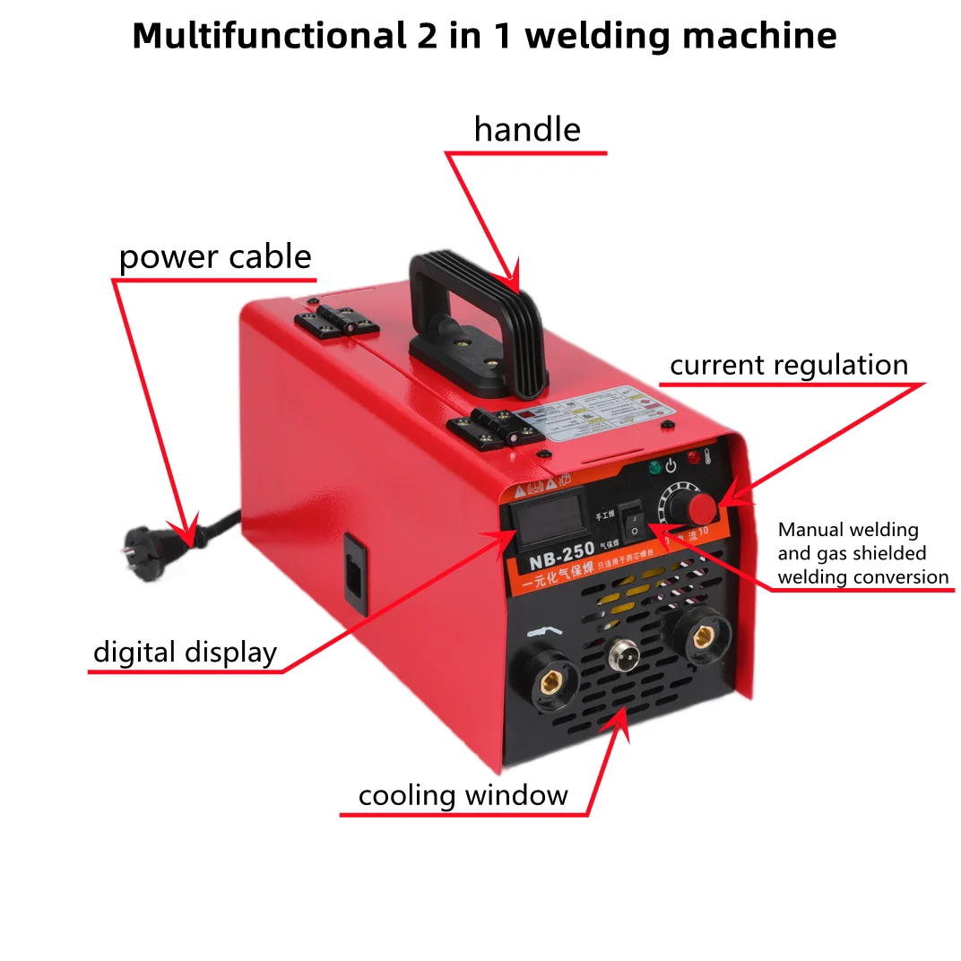 NB 250 gasless IGBT multifunctional 2 in 1 inverter welding mig welders mig welding without gas Inverter No Gas Mig Welders 220v
