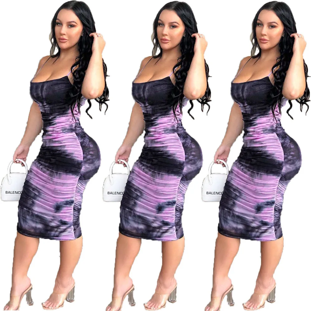 Женская драпированная юбка на лямках, Подчеркивающая фигуру, Европейская и американская стиль, 2021