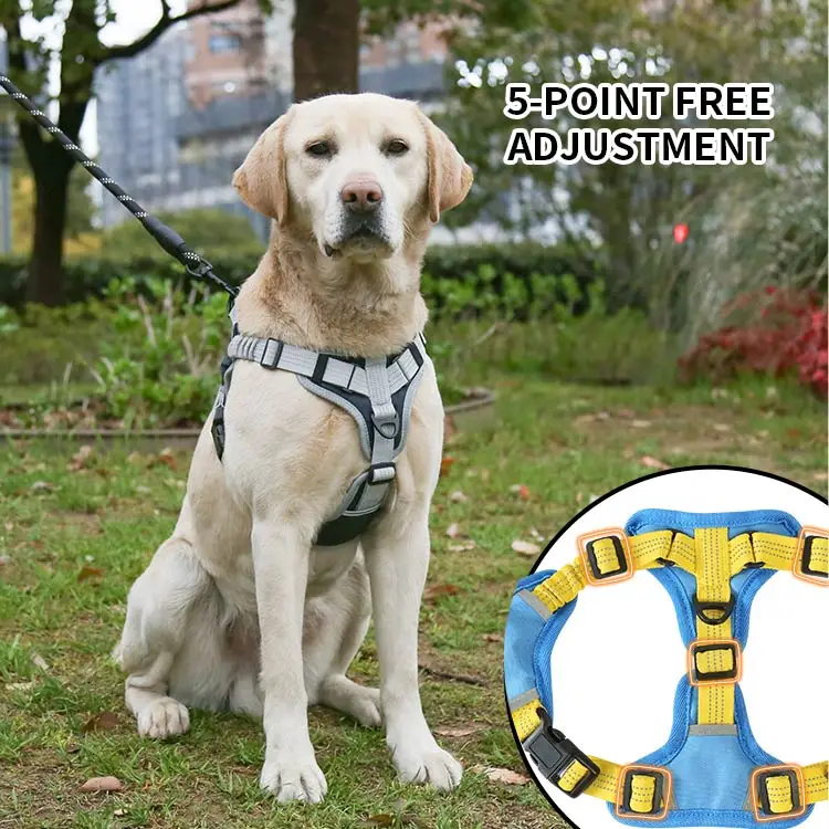 Maychan Soft Reflective No Pull Dog Harness, Oxford Adjustable Dog Harness with Shock Absorption Strap