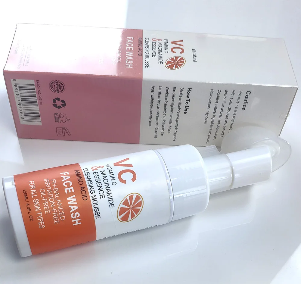 Wholesale OEM Private Label Brightening Facial bubble cleanser Vitamin C nicotinamide lactic acid foam cleanser