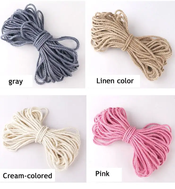Hot Selling Friendly dyeing 5MM Colored Hemp Rope Non-Elastic Binding Handmade Rope Decorative