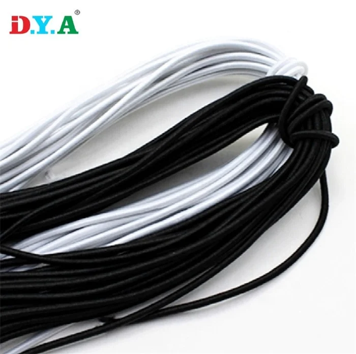 High Elasticity Round Polyester Elastic string Cord with metal tips 1mm 1.5mm 2mm 3mm Braided elastic string