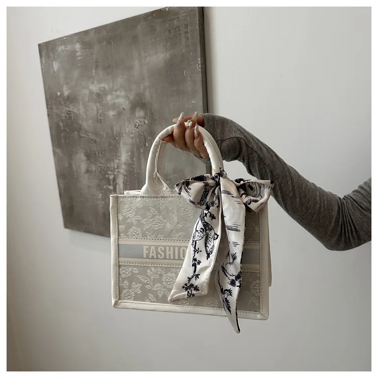 Handbag Ladies New Bag Letter Bow Scarf Bag