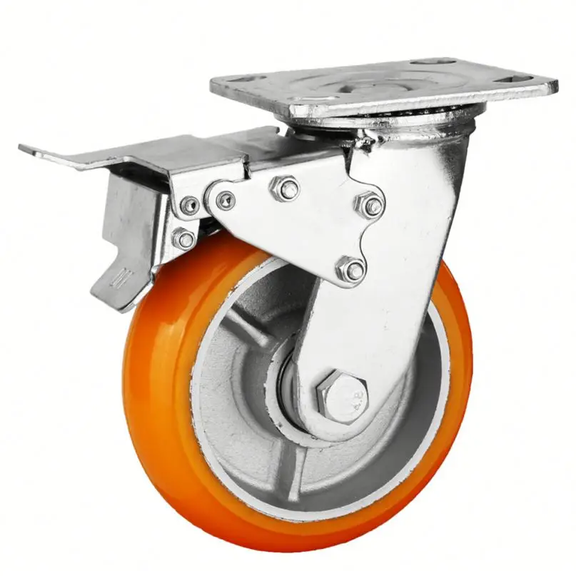 Дюймовые ПУ Поворотные чугунные тихие промышленные сверхмощные колесики