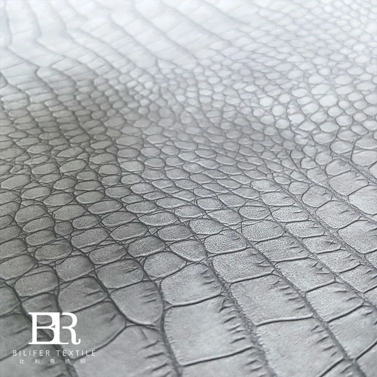Custom matte crocodile embossed PU synthetic leather clothing leather fabric for jacket for bag