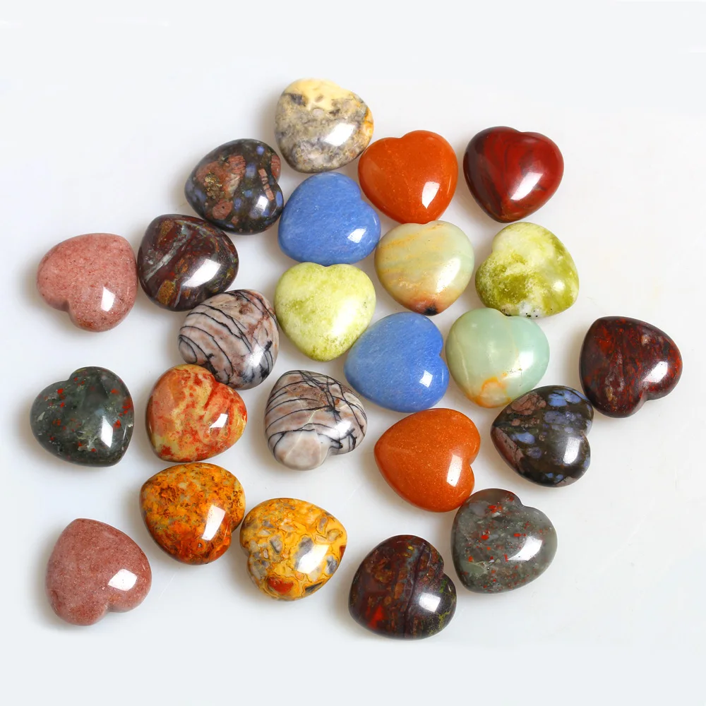 wholesale natural hand carving crystal gemstone heart rose quartz amethyst tiger eye heart for decoration