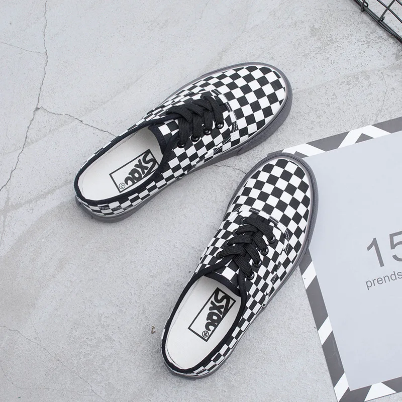 
Latest Arrived Fashion Adult Lace-UP Canvas Shoes Colorful Checked Casual Shoes Men and women Sneaker HY3369 