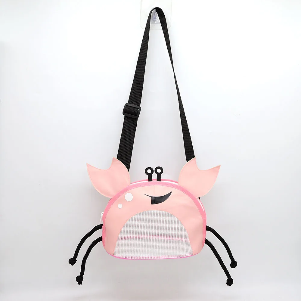 Summer Crab Children Beach Shell Bags Toy Storage Bags Durable Mesh Seashell Cross Body Bag For Kids