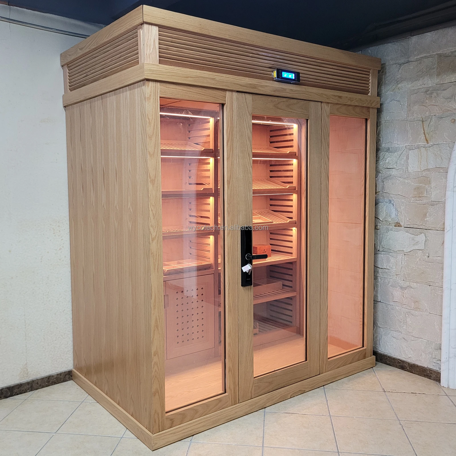 Custom Electric Cigar House Room Cabinet Customized Size Temperature and Humidity Control Walk in Cigar Humidity Room Furniture