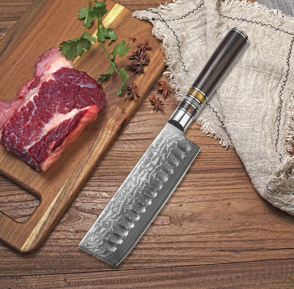 High Quality 7Inch 67 Layers Japanese VG10 Damascus Nakiri Knife