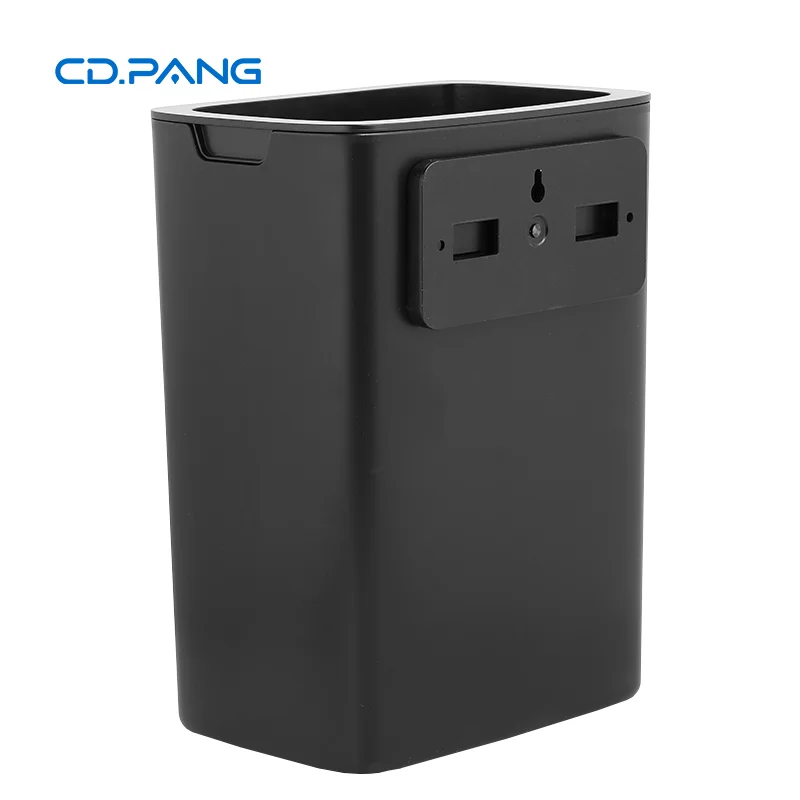 Door Hanging Toilet Trashstorage Bin Wall Mounted Garbage Bin Trash Can Portable 6L Black Paper Basket All-season 16pcs/ctn ABS