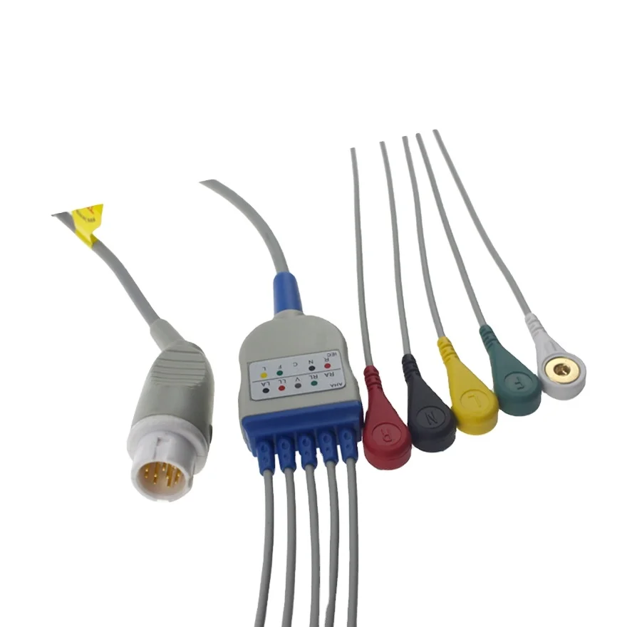 custom ecg cable 12 lead Medical supplies round 12pin 10 lead ecg cable 5 lead wire ecg cable