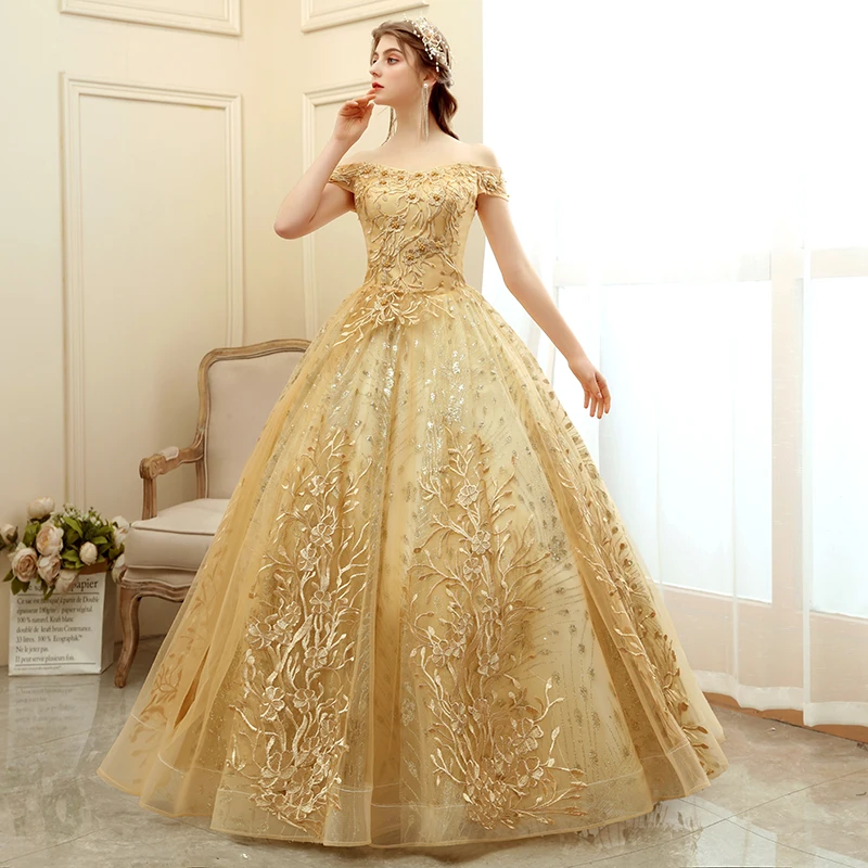 Feishiluo  Wholesale Off shoulder ball  gowns floor length fashion dress party prom dress for women dress