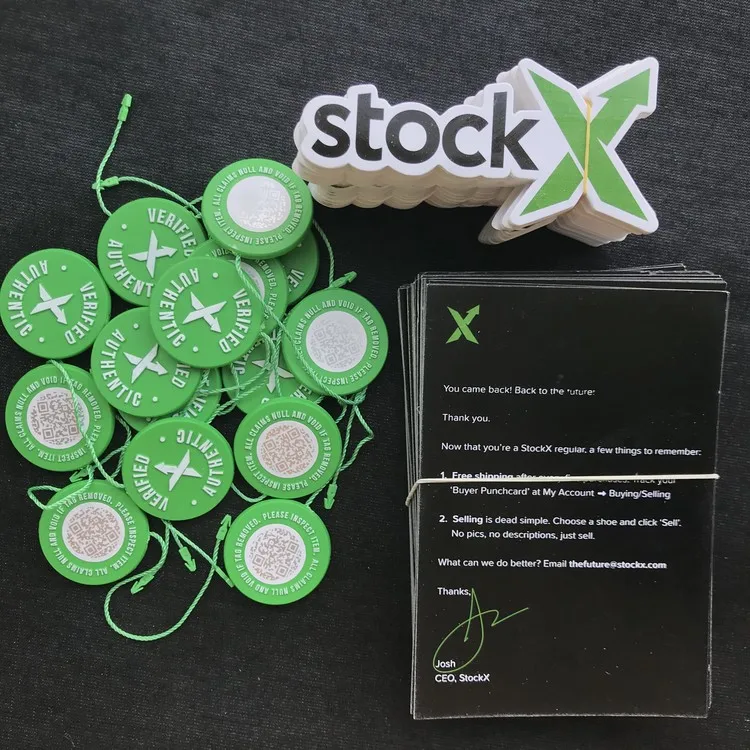 В наличии X-бирка Yeezys OG QR-код наклейки Stockx открытка зеленая круглая бирка проверенные Аутентичные аксессуары для обуви на