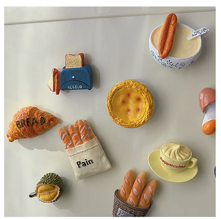 Cute Artificial Food  Hand-painted 3d Resin Crafts Magnets Food Refrigerator Magnet Cute Kitchen Fridge Magnet