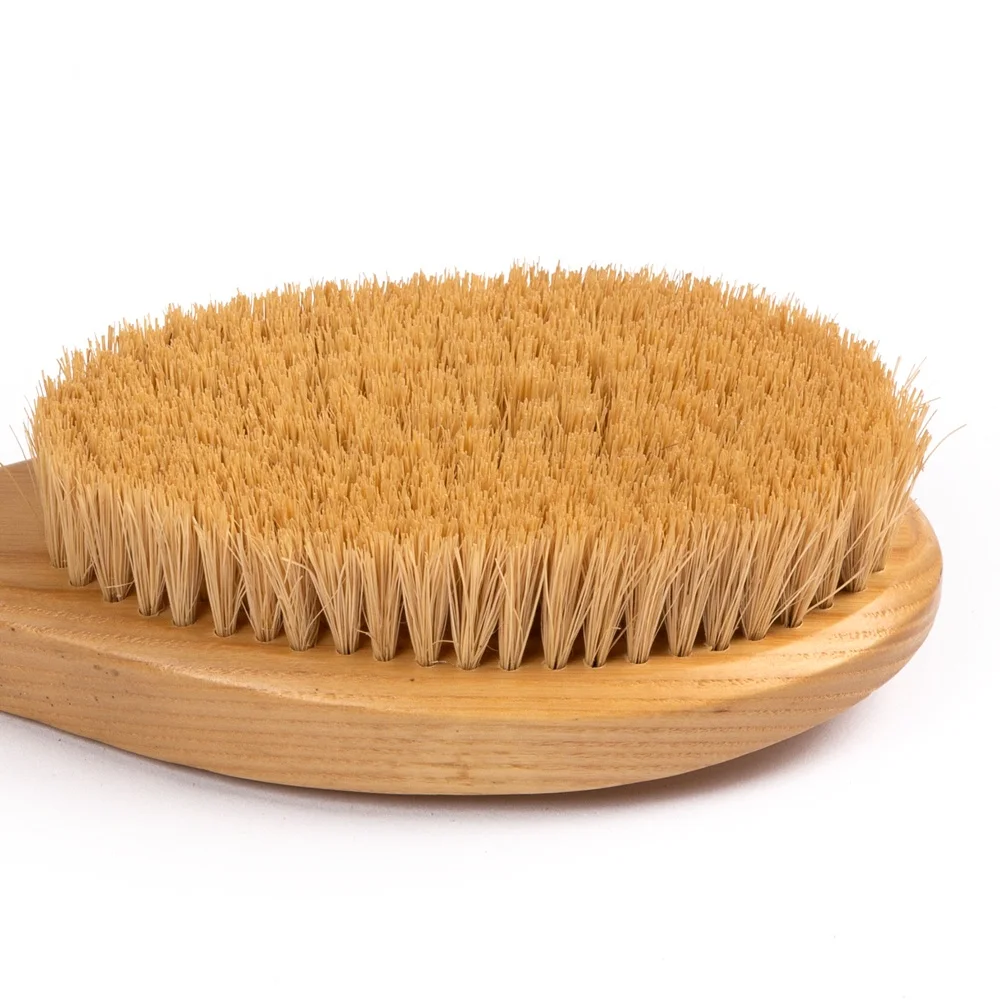 wooden belt sisal Dry body brush long handle wooden bath brush with handle