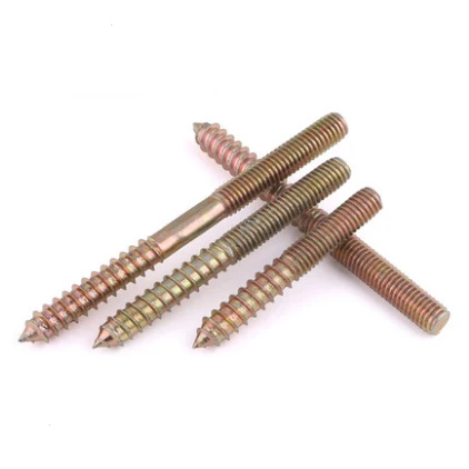 ansi brass plated m6 double head thread hanger bolt screw