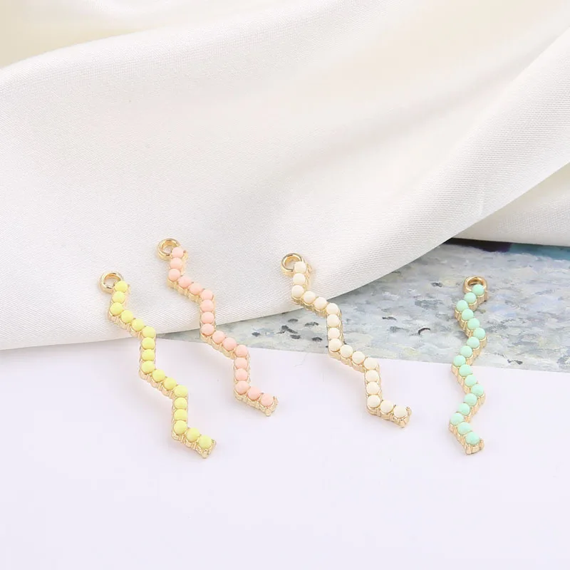 
enamel Alloy charms Gold Tone Plated Oil Drop DIY beads Jewelry Findings Metal Floral Women earring Pendant 