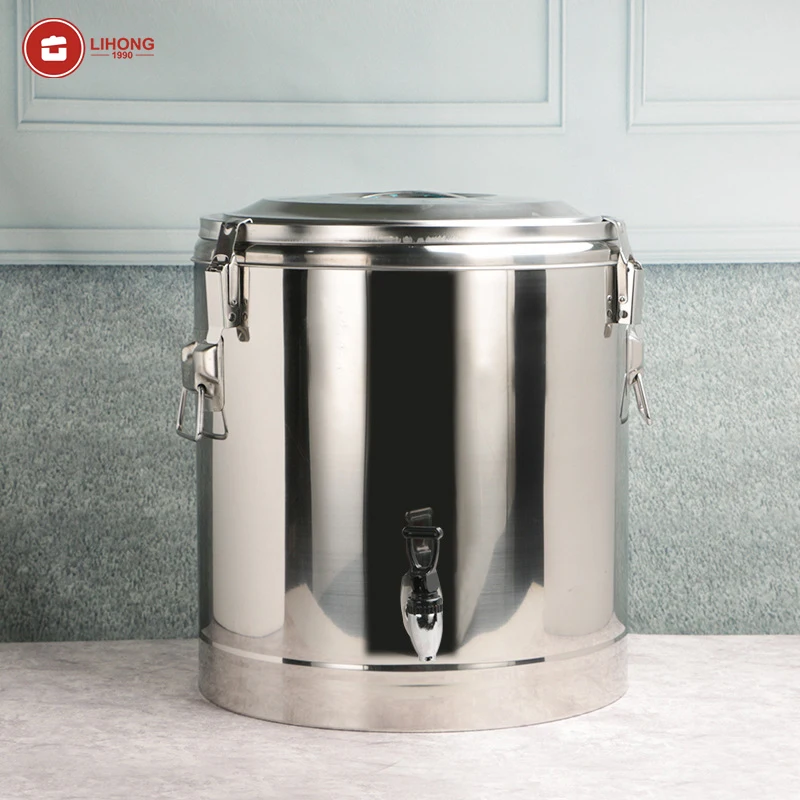 LIHONG 10L/20L/30L/40L/50L/60L/70L/80L/90L/100L Stainless Steel Industrial Cooking Pot Insulation Bucket Soup & Stock Pots