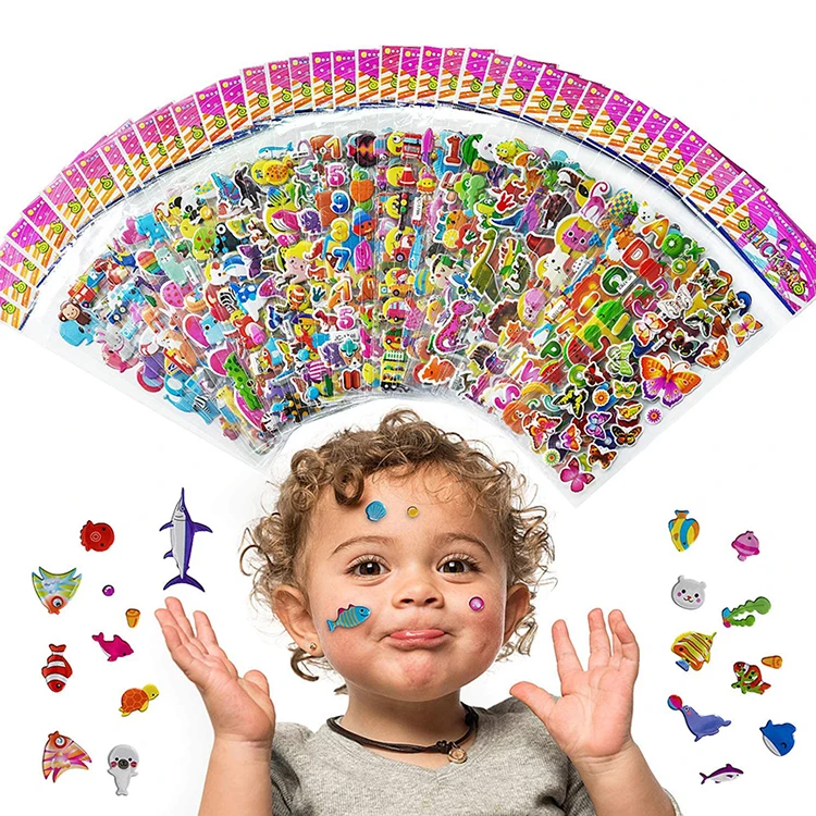 Cartoon Stickers 3D Cartoons Characters Princess Puffy Sticker For Girls Boys