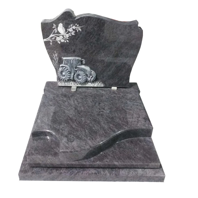 Indian Aurora antique laser etched red granite  tombstone headstone memorial pierre tombale