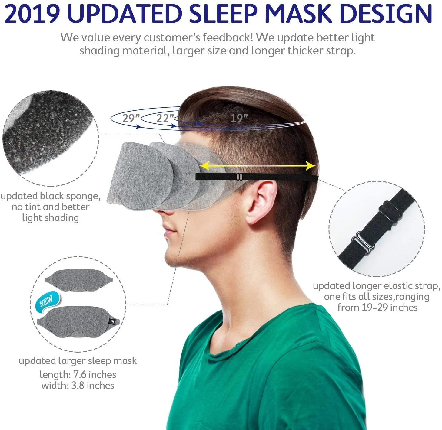Cotton Sleep Eye Mask Light Blocking Sleep Mask Eye Blinder for Travel/Sleeping/Shift Work