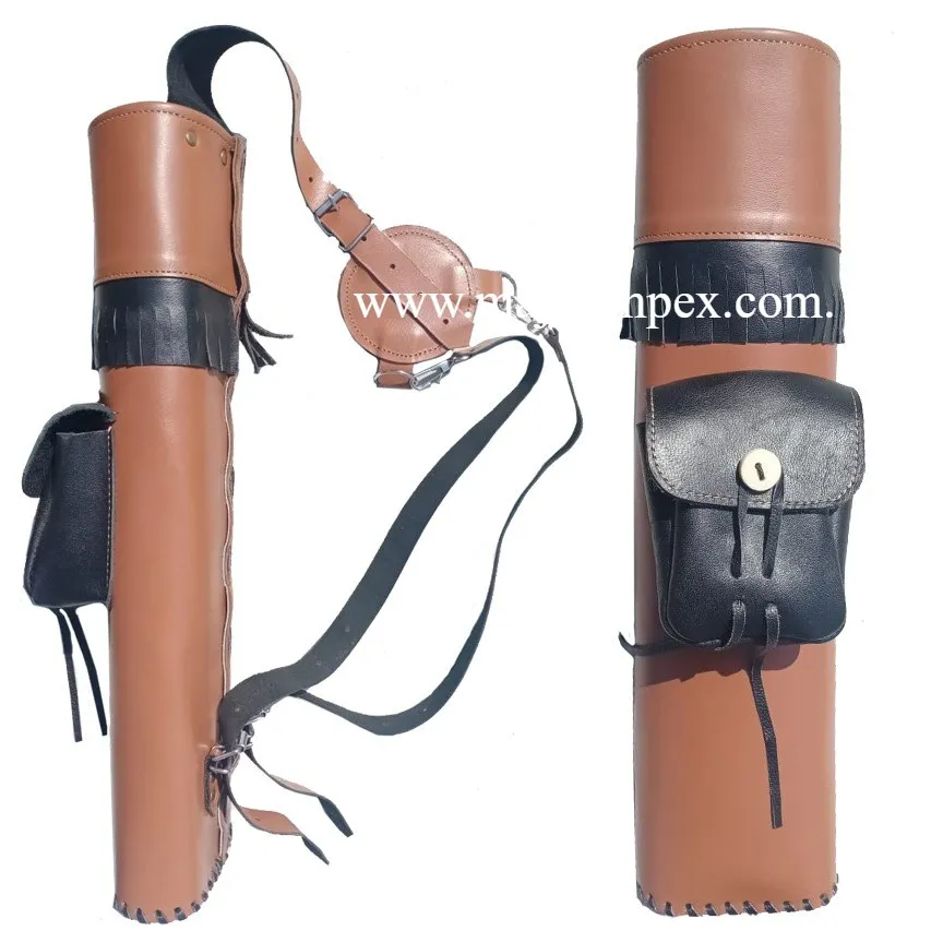 Leather ARCHERY Back QUIVER Hunting Bow & Arrow Set